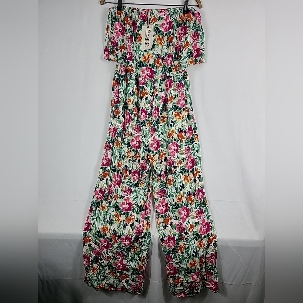 Savanna Jane Floral Jumpsuit - Pink, Green, Orange size large